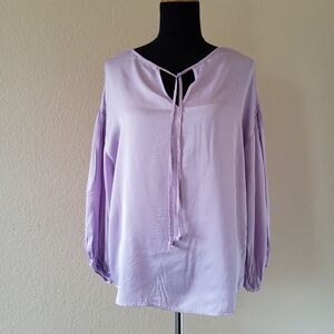 New Michael Stars Split Satin Silky Peasant Top Size M